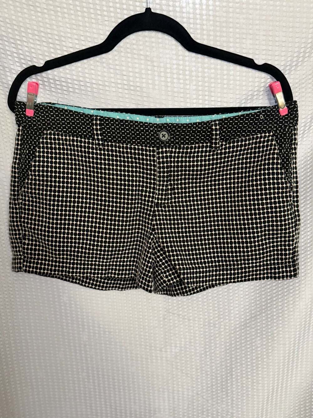 Merona Shorts Black White 2.5" Modern Flat Mid Rise Front Pockets 100% Cotton 10